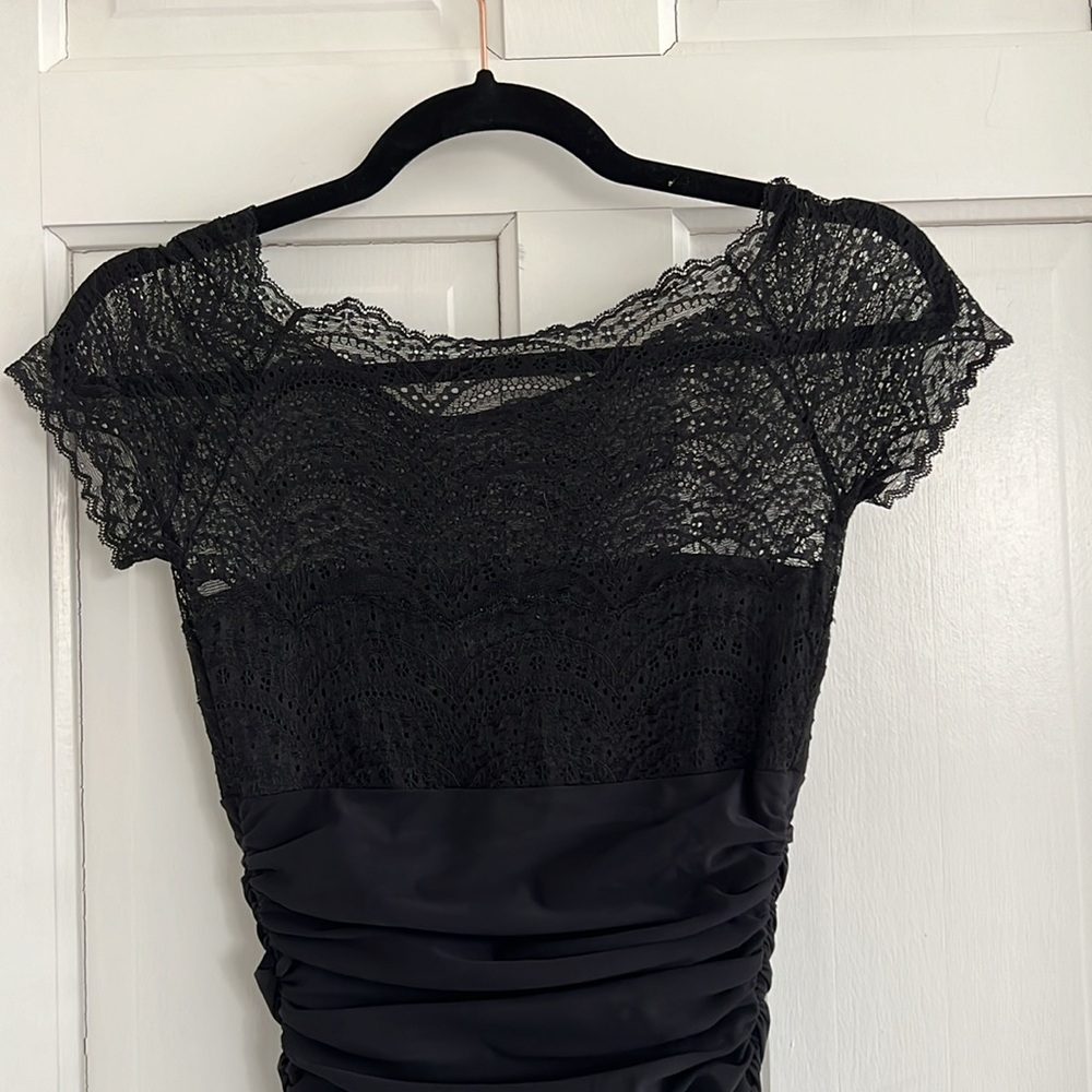 La Petite Robe Chiara Boni Black Nasir Lace Bodice Mermaid Gown